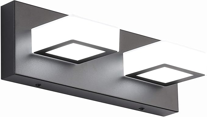 Ralbay 2 Lights Black Modern Bathroom Vanity Light Acrylic LED Modern Black by RalbayLighting