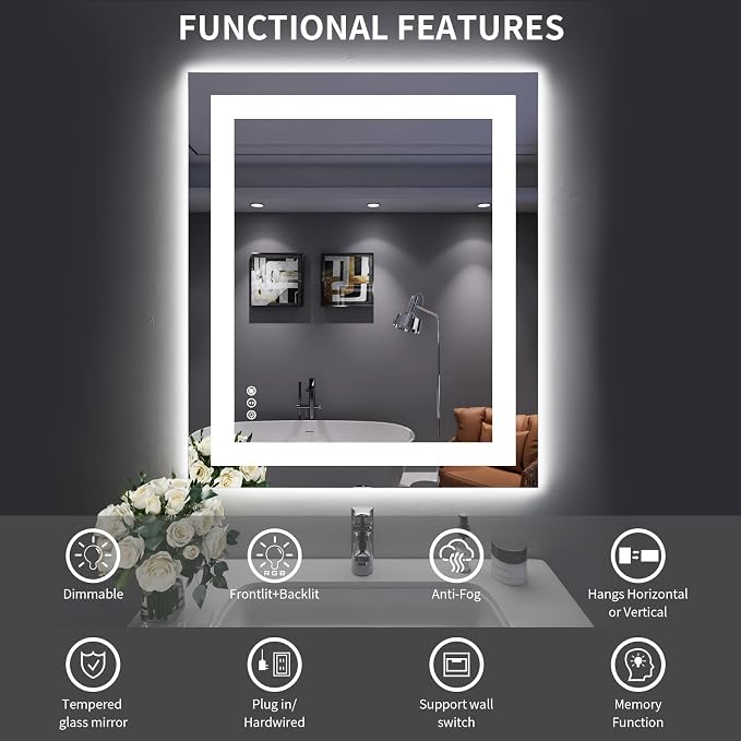 LOAAO 30X36 LED Bathroom Mirror - Image 8