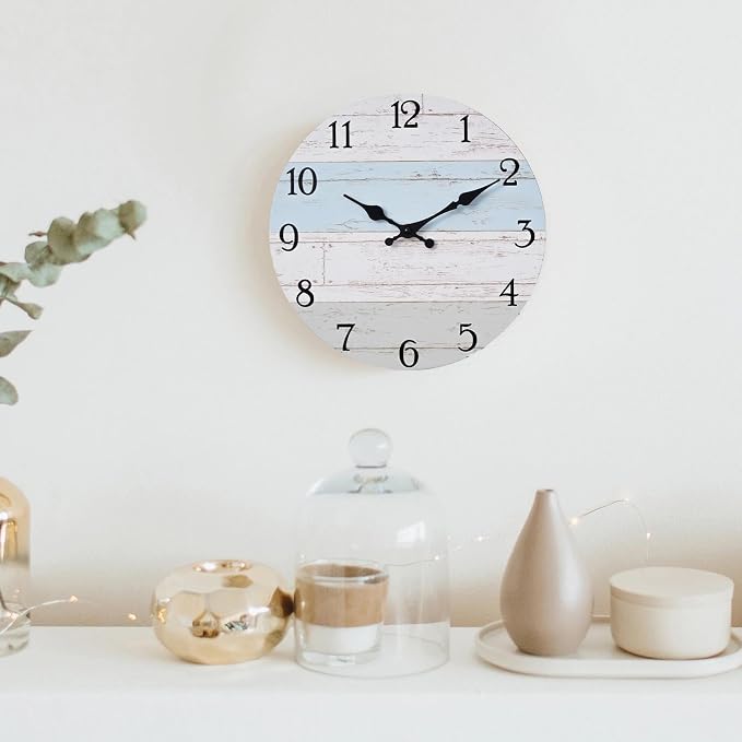 KECYET Wall Clock 14 Inch Silent Non-Ticking Coastal Beach Style Wall Clocks - Image 4