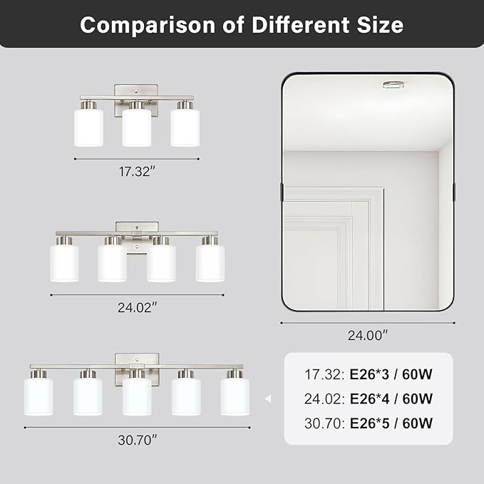 FonmYim Brushed Nickel Bathroom Light Fixtures, 5-Light Modern Vanity Light - Image 6
