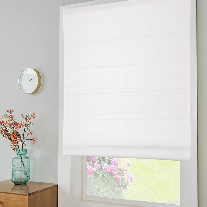 DEJAVU Cordless White Roman Shades, Fabric Thermal Insulated Blinds, Custom - Image 3