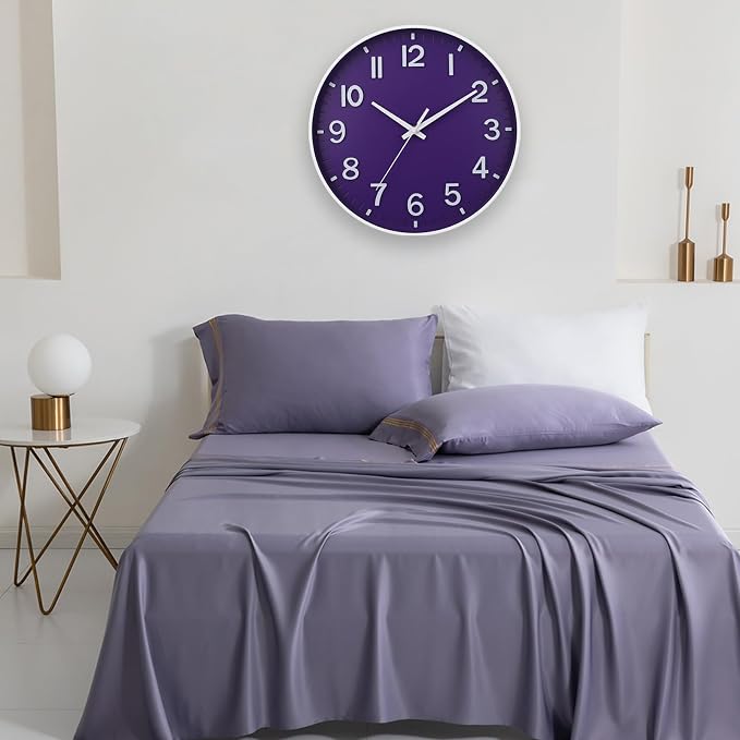 HZDHCLH Purple Wall Clocks Battery Operated, 12 inch Silent Non Ticking Modern - Image 4