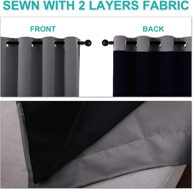 NICETOWN Room Warming Blackout Curtains 80 inches Long, Full Light Blocking - Image 5