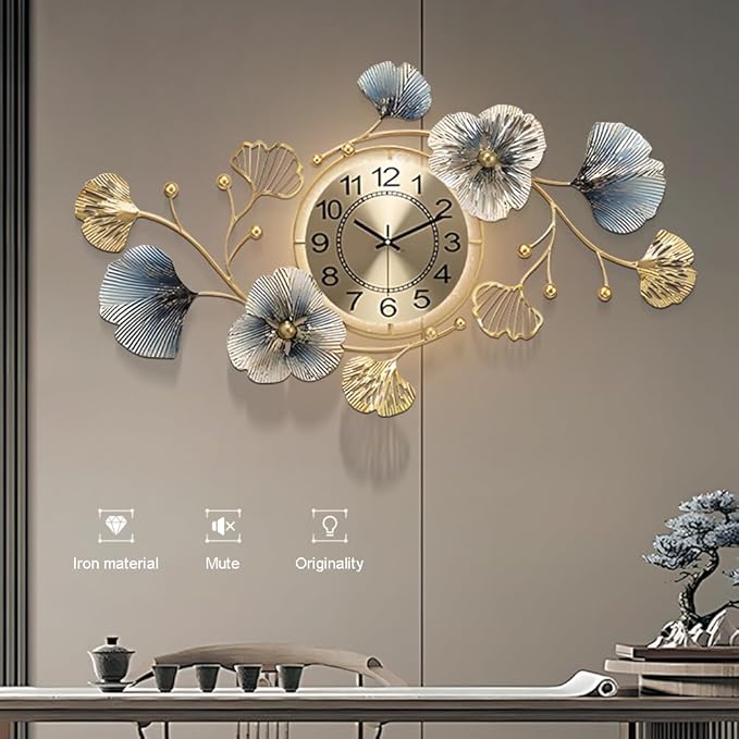 Large Metal Wall Clocks with Led Light, Silent Creative Decorative Clock - Image 5