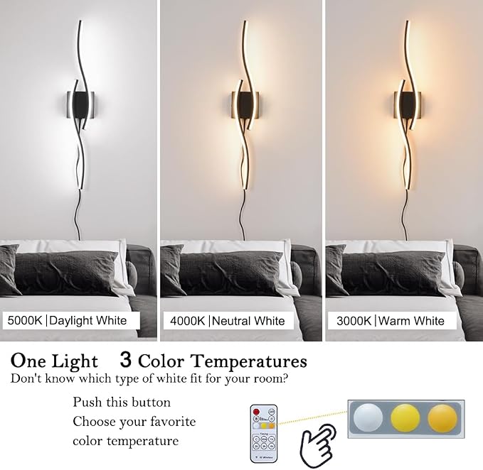 Plug in Wall Sconces Set of 2, Modern Plug in Sconce - Image 6