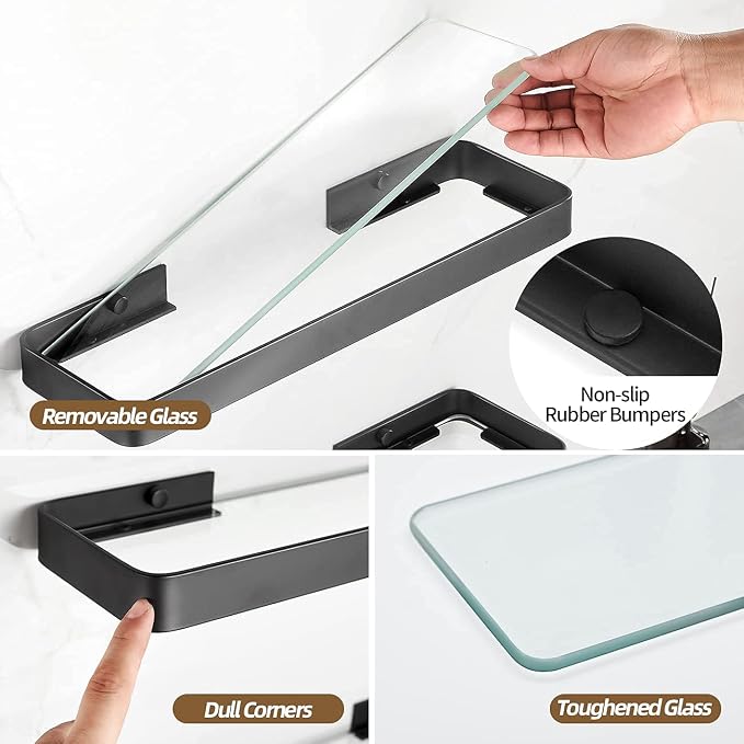 VOLPONE Bathroom Shelves Wall Mounted Glass Shelf - Image 3