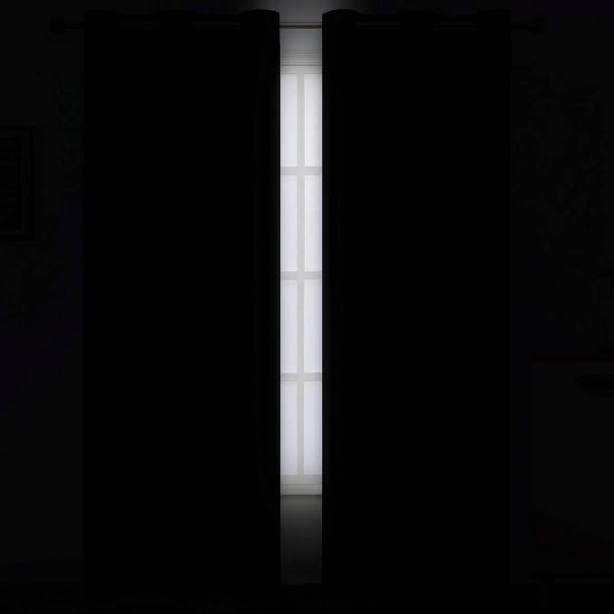 LEMOMO Black Thermal Blackout Curtains/38 x 84 Inch/Set of 2 Panels Room - Image 3