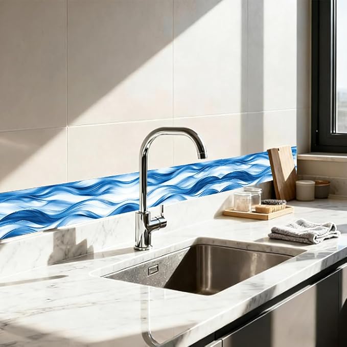 Ocean Wave Border Wallpaper Border Peel and Stick 196.9 x 3.9 Inch Ocean Waves - Image 3