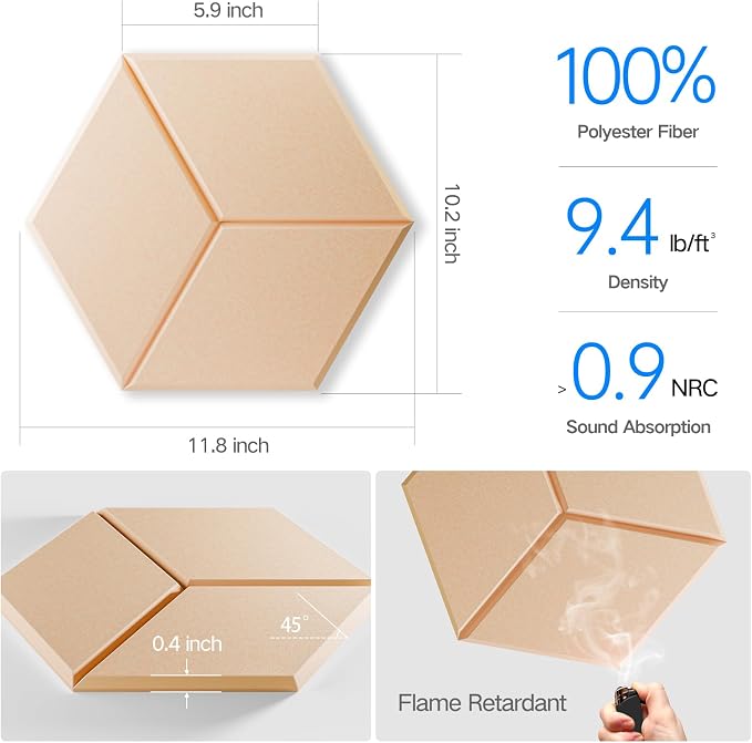 12 Pack Self-Adhesive Acoustic Panels 12" X 10" X 0.4" - Image 3