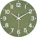 HZDHCLH Wall Clock 8 Inch Silent Non Ticking Wood Battery Operated Green Wooden by HZDHCLH