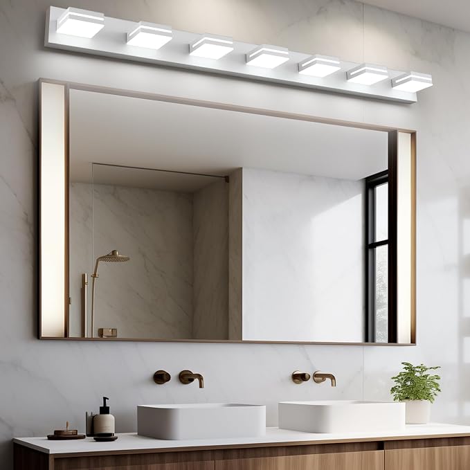 SineRise LED Modern Bathroom Vanity Light Fixtures, Matte White Modern Acrylic - Image 6