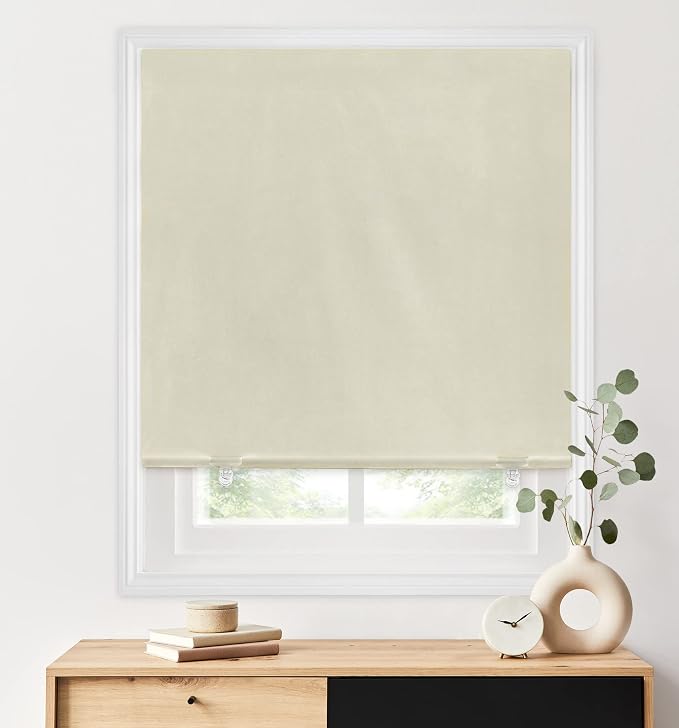 LazBlinds 100% Blackout Roller Shades, No Tools No Drill Cordless Blinds by LazBlinds