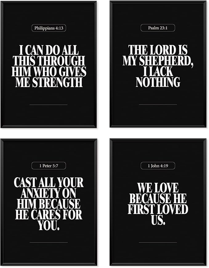 Locomiss Black Christian Wall Art Decor Posters, Minimalist Jesus Scripture by Unknown