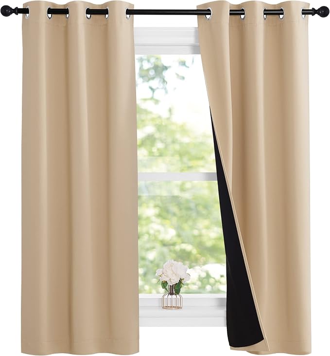 NICETOWN Bedroom Full Blackout Curtain Panels, Super Thick Insulated Grommet - Image 2