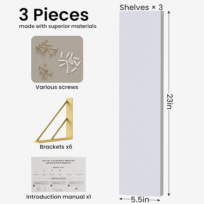BAYKA Wall Shelves for Bedroom Decor, Floating Shelves for Living Room Kitchen - Image 2