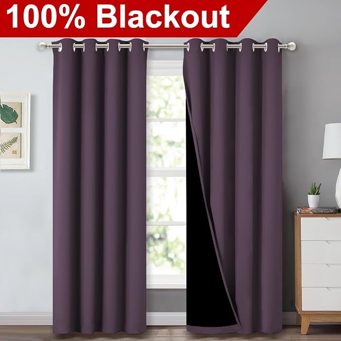 NICETOWN 100% Blackout Curtains 84 inches Long, 52 inches Wide, Pair of Energy - Image 2