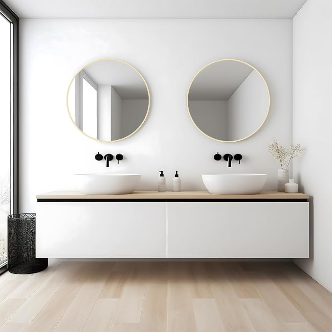 WallBeyond 20 inch Round Mirror Gold Circle Wall Mirror - Image 3