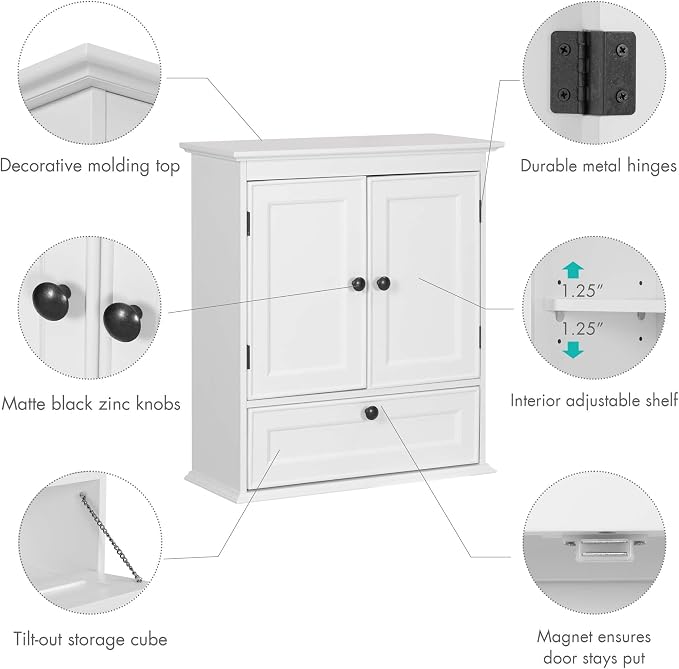 Spirich Bathroom Cabinet Wall Mounted, Small Bathroom Wall Cabinet Over Toilet - Image 5