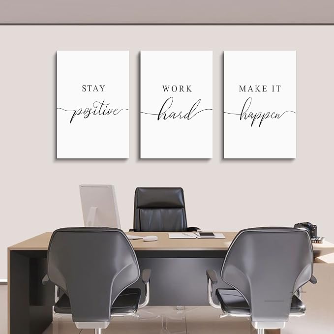 Framed Canvas Wall Art Work Quote, Office Wall Art Decor, Stay positive work - Image 6