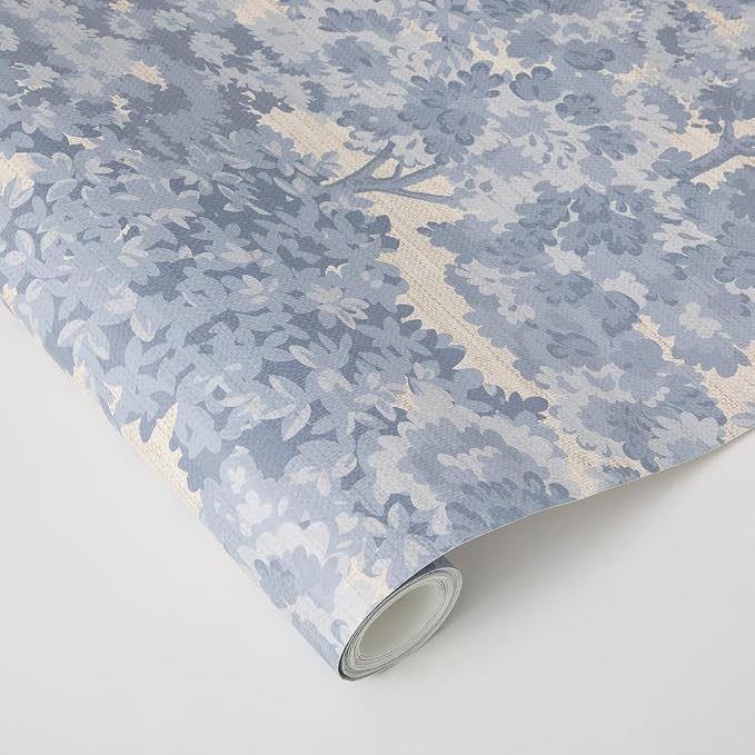 Tempaper Textured Blue Canopy Toile Faux Grasscloth Removable Peel and Stick - Image 5