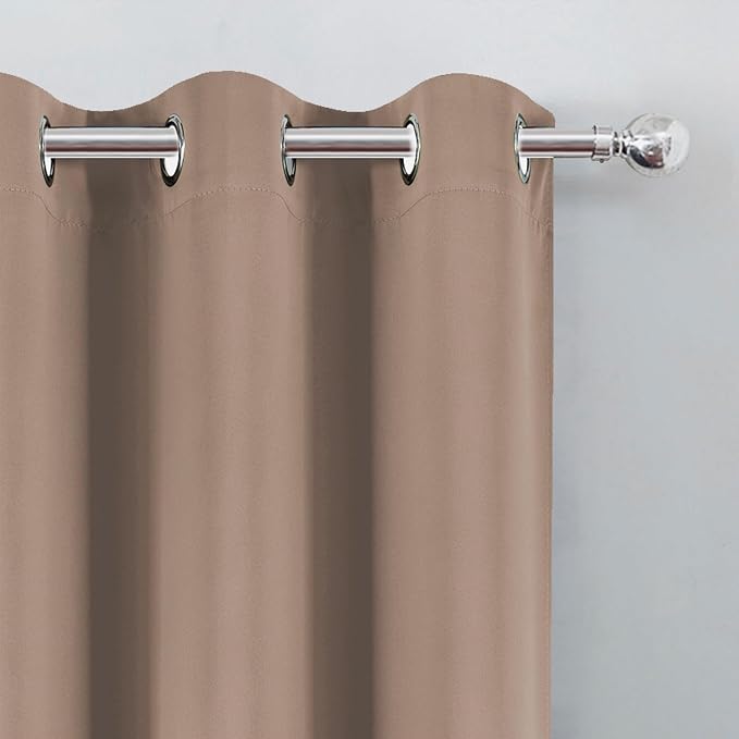 LEMOMO Blackout Curtains 66 x 54 Inch Long Cappuccino Curtains Set of 2 Panels - Image 6