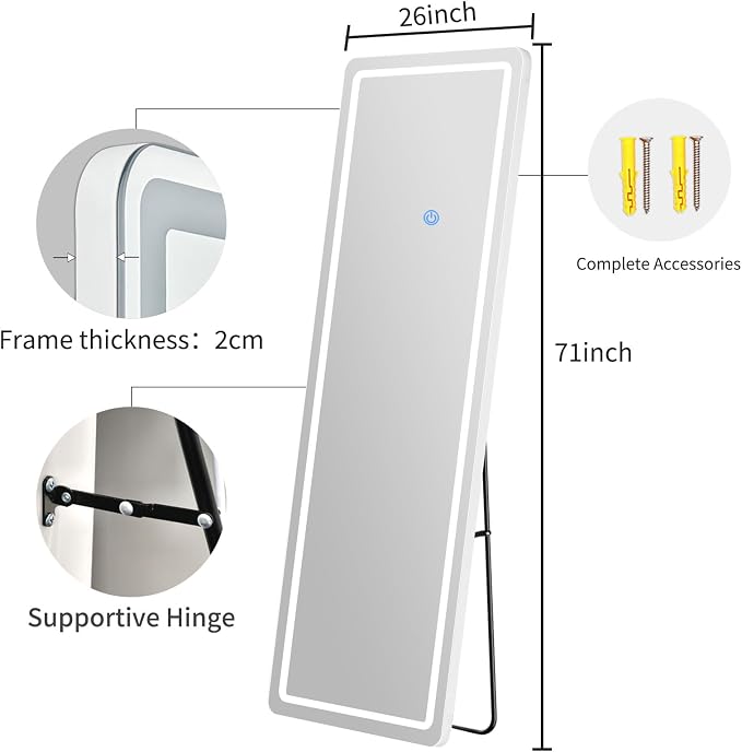 Full Length Mirror with LED Lights, LED Mirrors Full Length Floor Mirror Full - Image 2
