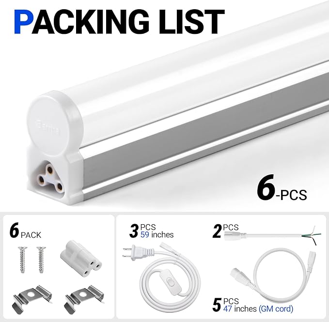 Barrina T5 3FT LED Shop Light, 5000K Daylight White, 16W Utility Light Fixture - Image 8