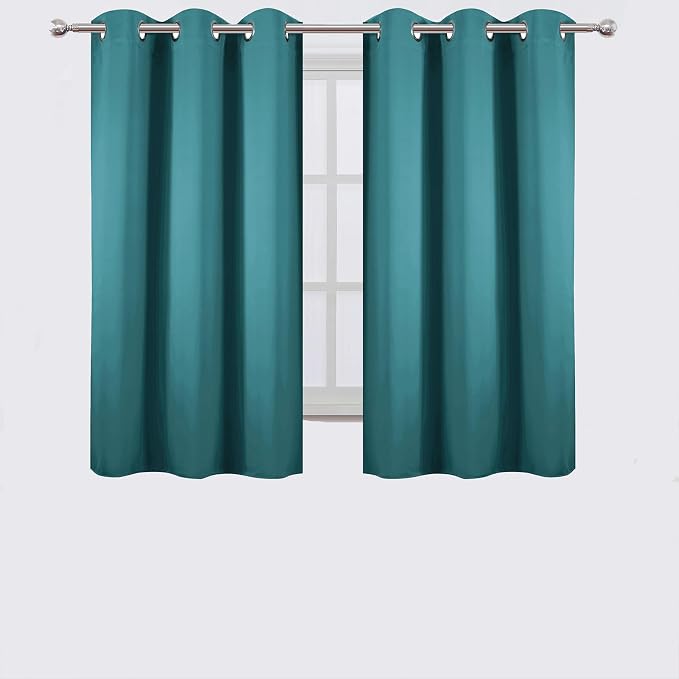 LEMOMO Sea Teal Blackout Curtains 42 x 54 Inch Length Set of 2 Panels Grommet - Image 2