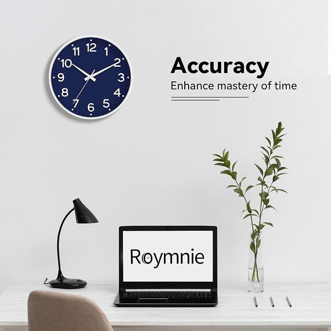 Roymnie Wall Clock, 10 Inch Silent Wall Clocks Battery Operated-Modern Non - Image 7
