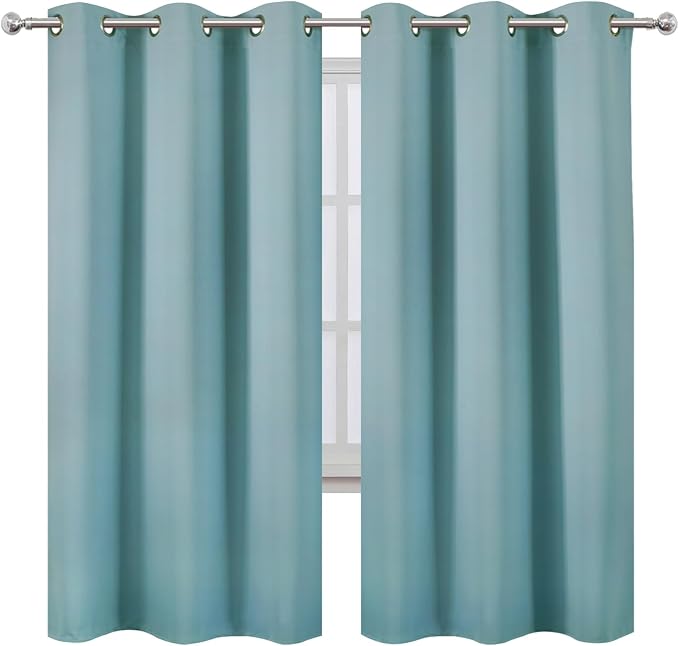 LEMOMO Stone Blue Thermal Blackout Curtains/42 x 72 Inch/Set of 2 Panels Room - Image 2