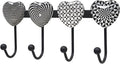 Coat Rack Wall Mounted with 4 Hooks, Heart Geometric Pattern Decorative Wall by BanllisDinoFunandSpaceAdventures