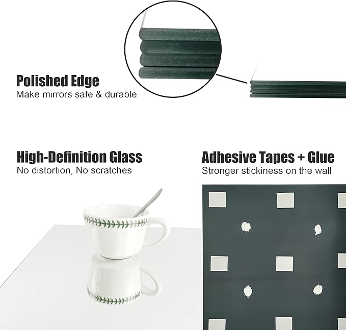 TRAHOME Home Gym Mirror Tiles for Wall, Living Room, Over The Door - Image 5