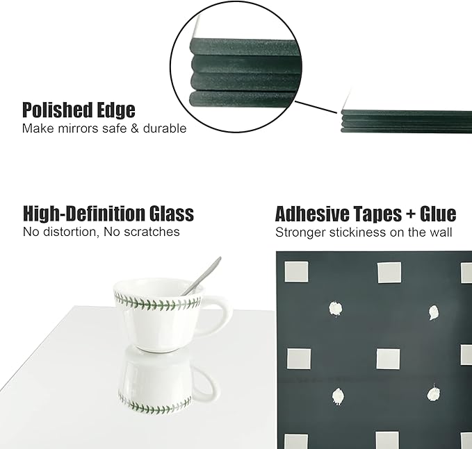 TRAHOME Home Gym Mirror Tiles for Wall, Living Room, Over The Door - Image 6