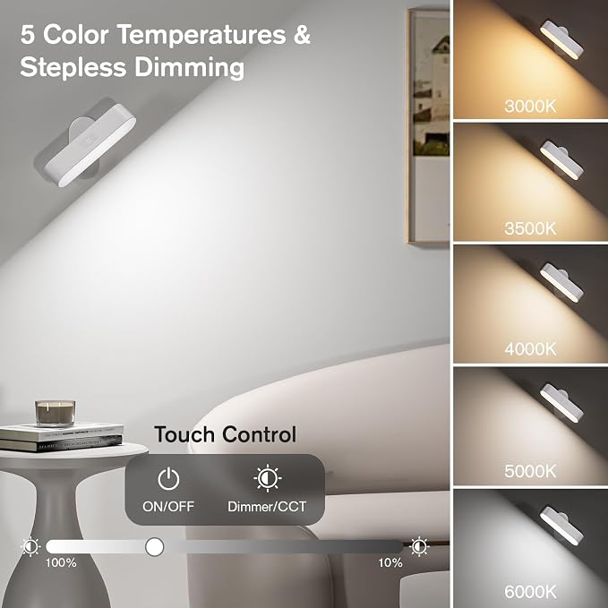 Hensam Battery Operated Wall Sconces, Wireless LED Wall Sconce Set of Two - Image 3