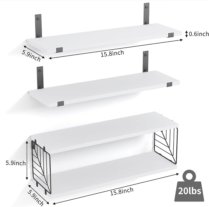 Fixwal 3+1 Tier Bathroom Floating Shelves Over Toilet, 15.8in Farmhouse Rustic - Image 2