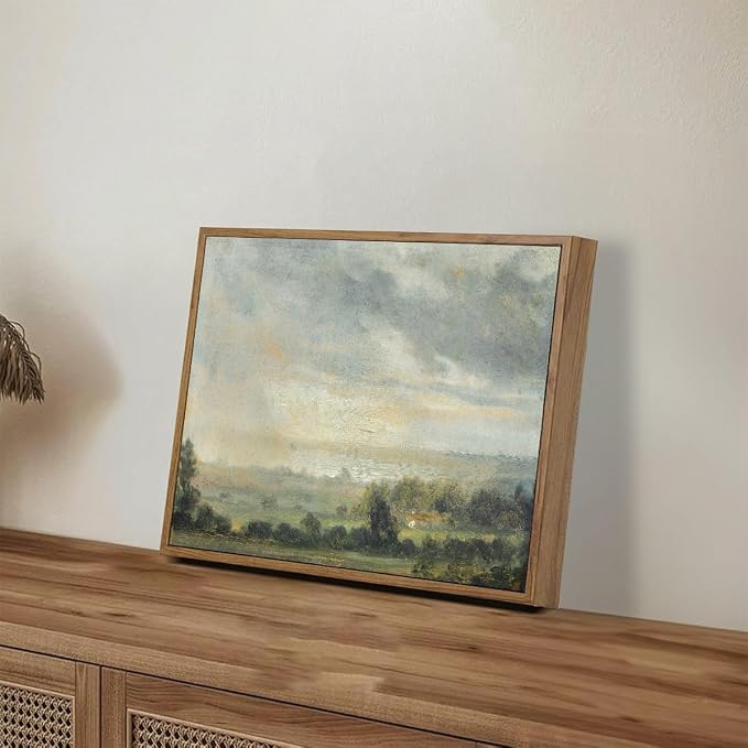 OIQArtOIQ Vintage Framed Wall Art Pastoral Landscape Canvas Art Prints Rustic - Image 5