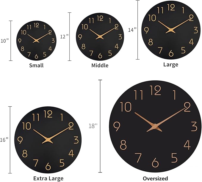 Mosewa Large Wall Clock 18 Inch Black Battery Operated Silent Non Ticking - Image 4