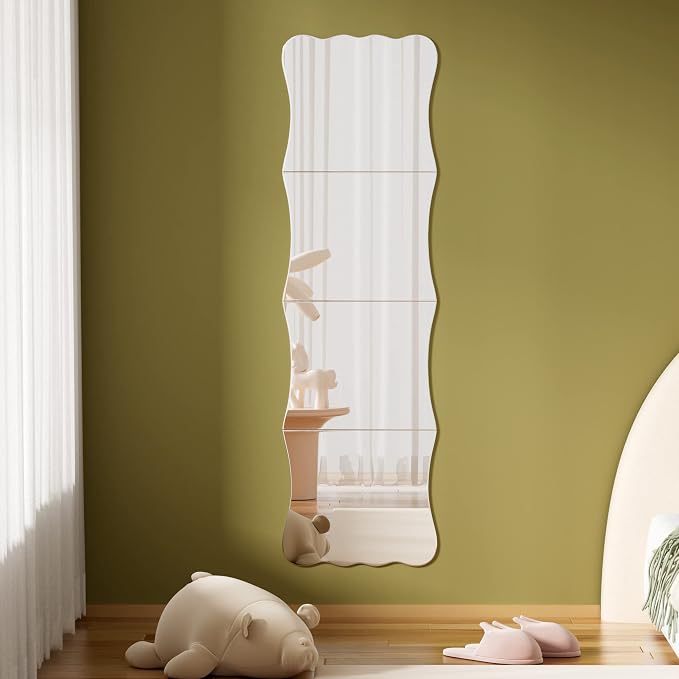 Wavy Shatterproof Full Length Wall Mirror Tiles, Unbreakable Acrylic Safety - Image 6