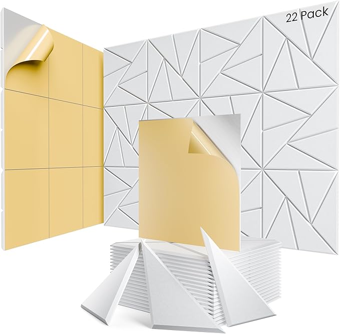 22 Pack Acoustic Panels with Self-Adhesive, Sound Panels High Density, by ROOME