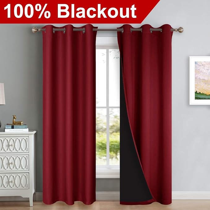 NICETOWN Blackout Curtains 80 inches Long, Full Light Blocking Drapes - Image 2