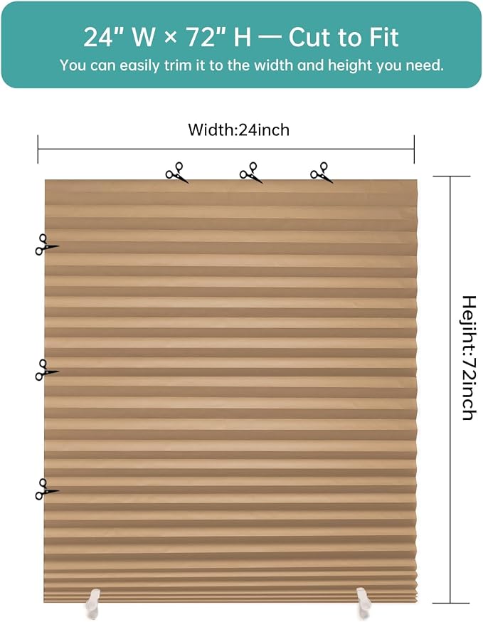 Changshade 12 Pack Temporary Shades, Pleated Paper Blinds - Image 3