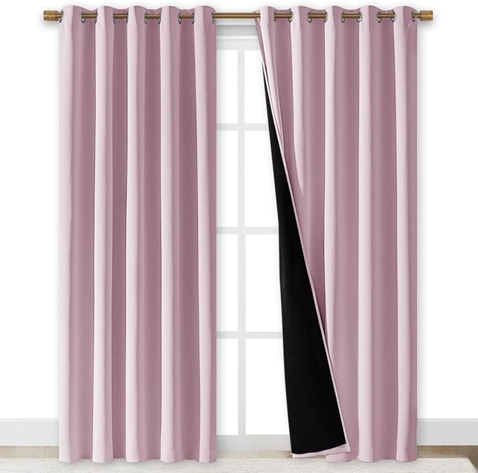 NICETOWN 100% Blackout Window Curtain Panels, Baby Pink, Cold and Full Light - Image 2