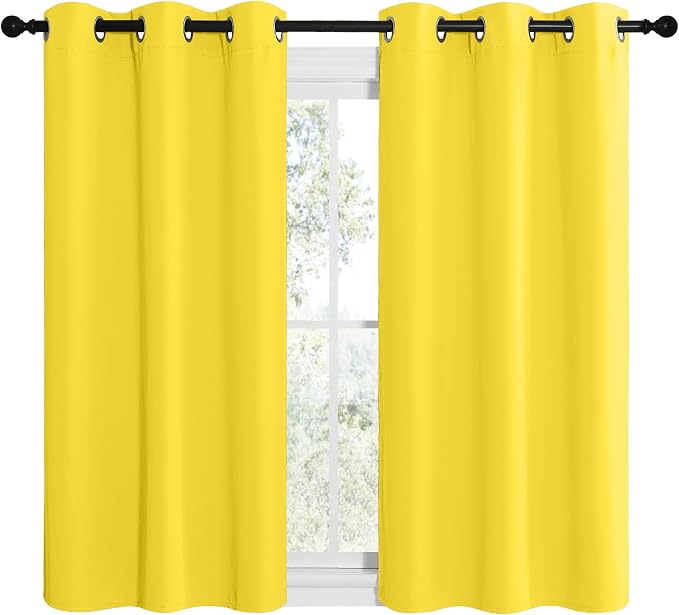 NICETOWN Bright Yellow Room Darkening Curtains - Image 2