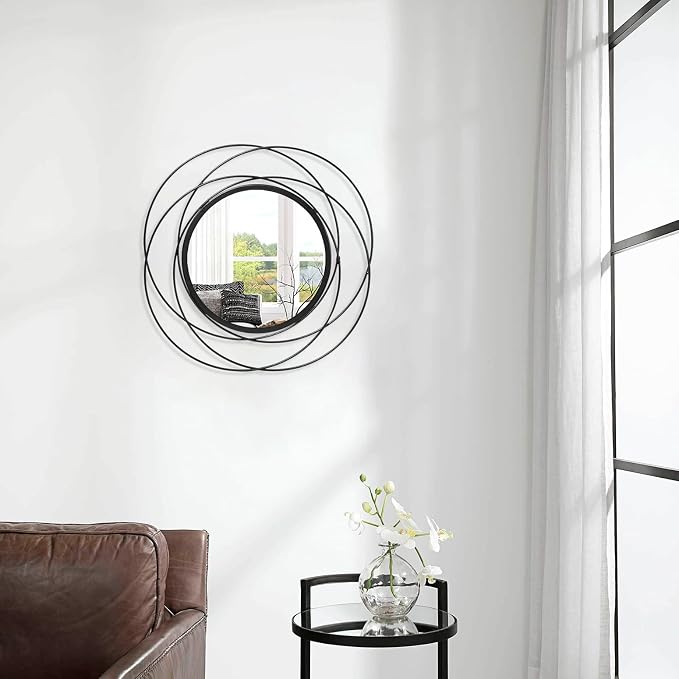 Black Circle Mirror Wall Decorative Metal Mirror Art Small Round Wall-Mounted - Image 4