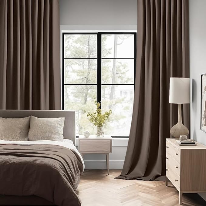 MIULEE Chocolate Brown Back Tab Blackout Curtains 84 Inch Length 2 Panels Set - Image 2