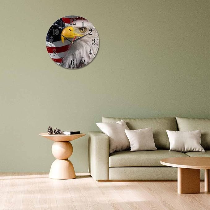 Mxocom American Bald Eagle Wall Clock USA Flag Majestic Bird Freedom 10 Inch - Image 7