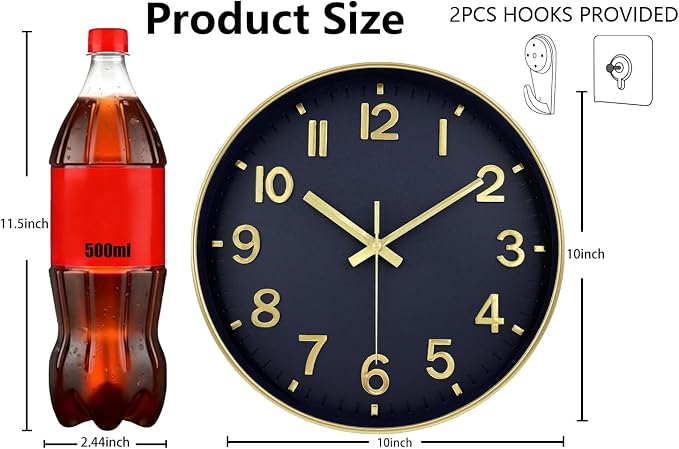 Modern Wall Clock, 10 Inch Digital Wall Clocks Battery Operated, Round Non - Image 3