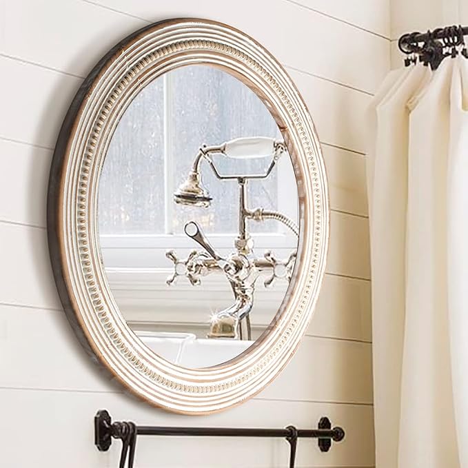 Reflinto 24 Inch Boho Wooden Round Mirrors - Image 3