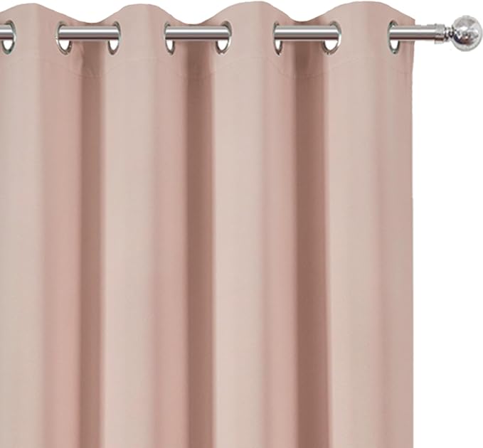 LEMOMO Blackout Curtains 52 x 84 inches Long Blush Curtains Set of 2 Panels - Image 6
