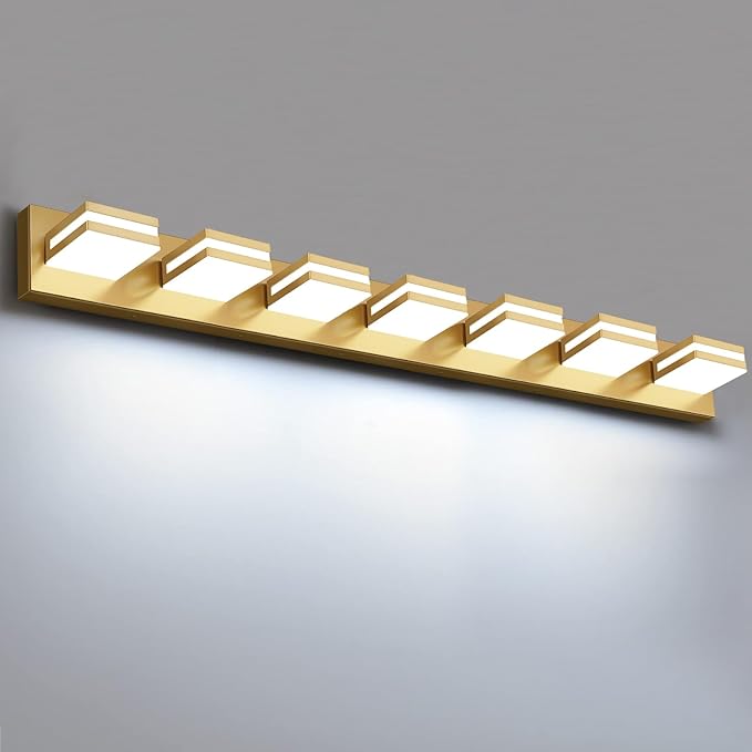 IZORRO LED Modern Bathroom Lights Fixtures, Brushed Glod Acrylic Wall Lighting by IZORRO